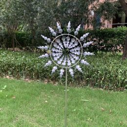 30cm/11.81in Courtyard Garden Lawn Outdoor Decoration, Unique Wind Collector Magic Kinetic Energy Metal Windmill Spinner Solar Wind Catcher - CX106