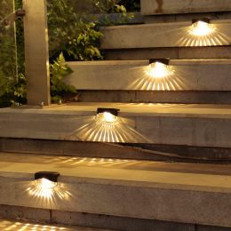 4pcs Solar Deck Lights Outdoor Solar Step Color Lights Waterproof Outdoor Lighting Solar Fence Lights Outdoor Step Lights For Pool Garden Wall Patio Y