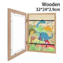 Children Art Frames Magnetic Front Open Changeable Kids Frametory for Poster Photo Drawing Paintings Pictures Display Home Decor - 32x24x2.9cm2 - 1pc