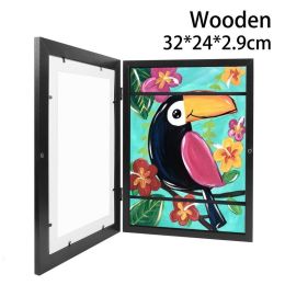 Children Art Frames Magnetic Front Open Changeable Kids Frametory for Poster Photo Drawing Paintings Pictures Display Home Decor - 32x24x2.9cm - 1pc