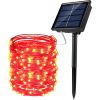 Solar Christmas String Lights; 33ft 100 LED Solar 8 Modes Outdoor Waterproof String Lights For Christmas Tree Garden Decoration (multi-color) - Red