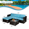 Outdoor Garden Patio Furniture 5-Piece Brown PE Rattan Wicker Sectional - Default