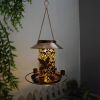 Solar Bird Feeder Decorative Hanging Bird Feeder Lantern Warm White Light Bird Feeder for Outdoor Garden Backyard - Brass