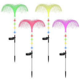 4Pcs Solar Powered Jellyfish Lights IP44 Waterproof Decorative Outdoor Lamps 7 Color Changing Night Light - 4Pcs/Set