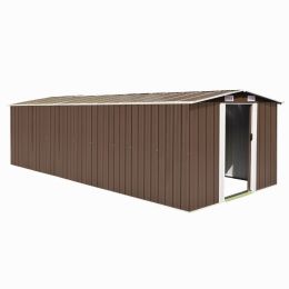 Garden Shed 101.2" x 228.3" x 71.3" Metal Brown - Brown