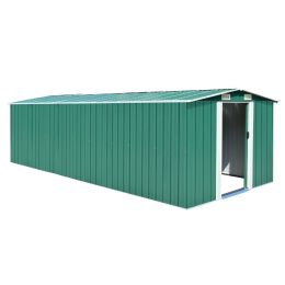 Garden Shed 101.2" x 228.3" x 71.3" Metal Green - Green