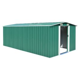 Garden Shed 101.2" x 192.5" x 71.3" Metal Green - Green