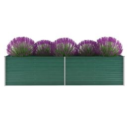 Garden Raised Bed Galvanized Steel 126"x31.5"x31.3" Green - Green