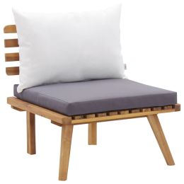 Patio Chair with Cushions Solid Acacia Wood - Brown