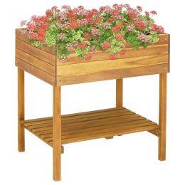 Raised Garden Planter 30.9"x23"x30.9" Solid Acacia Wood - Brown