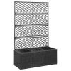 Trellis Raised Bed with 3 Pots 32.7"x11.8"x51.2" Poly Rattan Black - Black