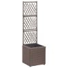 Trellis Raised Bed with 1 Pot 11.8"x11.8"x42.1" Poly Rattan Brown - Brown