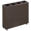 Garden Raised Bed with 4 Pots 31.5"x8.7"x31.1" Poly Rattan Brown - Brown