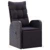 Reclining Patio Chair with Cushion Poly Rattan Black - Black