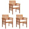 Patio Dining Chairs with Cushions 3 pcs Solid Acacia Wood - Brown