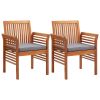 Patio Dining Chairs with Cushions 2 pcs Solid Acacia Wood - Brown