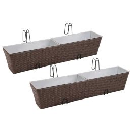 Balcony Hanging Rattan Planter Set 30 inch 2 pcs Brown - Brown