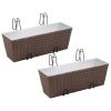 Balcony Hanging Rattan Planter Set 20 inch 2 pcs Brown - Brown