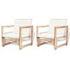 Patio Chairs 2 pcs with Cushions and Pillows Bamboo - Brown