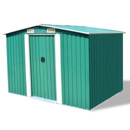 Garden Storage Shed Green Metal 101.2"x80.7"x70.1" - Green