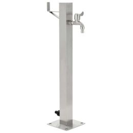 Garden Water Column Stainless Steel Square 25.5" - Silver