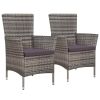 Patio Chairs 2 pcs with Cushions Poly Rattan Gray - Grey