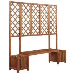 Garden Planter with Bench and Trellis Solid Acacia Wood - Brown