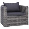 Patio Chair with Cushion and Pillow Poly Rattan Gray - Grey