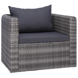 Patio Chair with Cushion and Pillow Poly Rattan Gray - Grey