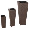 Garden Raised Beds 3 pcs Poly Rattan Brown - Brown