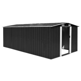 Garden Shed 101.2"x192.5"x71.3" Metal Anthracite - Black