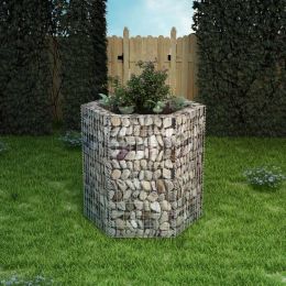 Hexagonal Gabion Raised Bed 39.4"x35.4"x39.4" - Silver