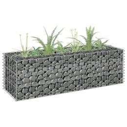 Gabion Raised Bed Galvanized Steel 35.4"x11.8"x11.8" - Silver