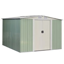 8.5 x 8.5 ft Outdoor Garden Galvanized Steel Storage Shed with Sliding Door - GT3292+