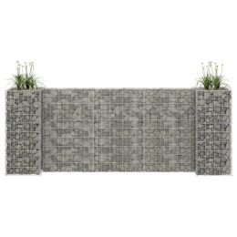 H-Shaped Gabion Planter Steel Wire 102.4"x15.7"x39.4" - Silver