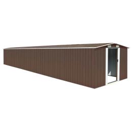 Garden Shed Brown 101.2"x306.7"x71.3" Galvanized steel - Brown