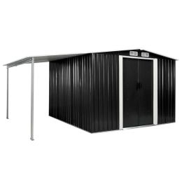 Garden Shed with Sliding Doors Anthracite 152"x102"x70.1" Steel - Grey