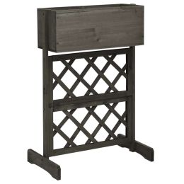 Garden Trellis Planter Gray 17.7"x11.8"x29.1" Solid Firwood - Grey