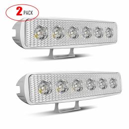 Led Light Bar 2Pcs 6Inch 18W Single Row Offroad Work Light Bar Waterproof 1800LM Flood Beam Driving Fog Lights Led Back up Light for Jeep Truck Boat A