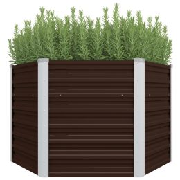 Garden Raised Bed Brown 50.8"x50.8"x30.3" Galvanized Steel - Brown