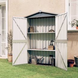 Garden Shed Gray 42.3"x18.1"x72" Galvanized Steel - Grey