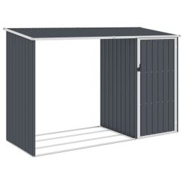 Garden Firewood Shed Anthracite 96.5"x38.6"x62.6" Galvanized Steel - Anthracite