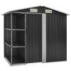 Garden Shed with Rack Anthracite 80.7"x51.2"x72" Iron - Grey