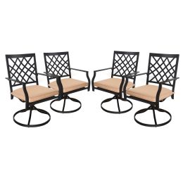 MEOOEM Outdoor Swivel Chairs Set of 4 Patio Metal Dining Rocker Chair with Cushion Suports 300lbs for Garden Backyard - Patio Dining Chairs