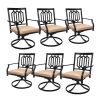 Outdoor Swivel Chairs Set of 6 Patio Metal Dining Rocker Chair with Cushion Surports 300 lbs for Garden Backyard Poolside,Black - Patio Dining Chairs