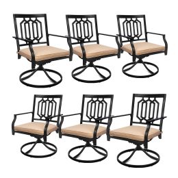 Outdoor Swivel Chairs Set of 6 Patio Metal Dining Rocker Chair with Cushion Surports 300 lbs for Garden Backyard Poolside,Black - Patio Dining Chairs