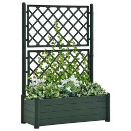 Garden Planter with Trellis 39.4"x16.9"x55.9" PP Green - Green