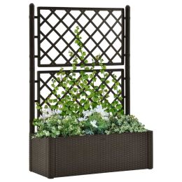 Garden Raised Bed with Trellis and Self Watering System Mocha - Brown