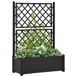 Garden Planter with Trellis 39.4"x16.9"x55.9" PP Anthracite - Anthracite