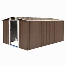 Garden Shed 101.2"x154.3"x71.3" Metal Brown - Brown